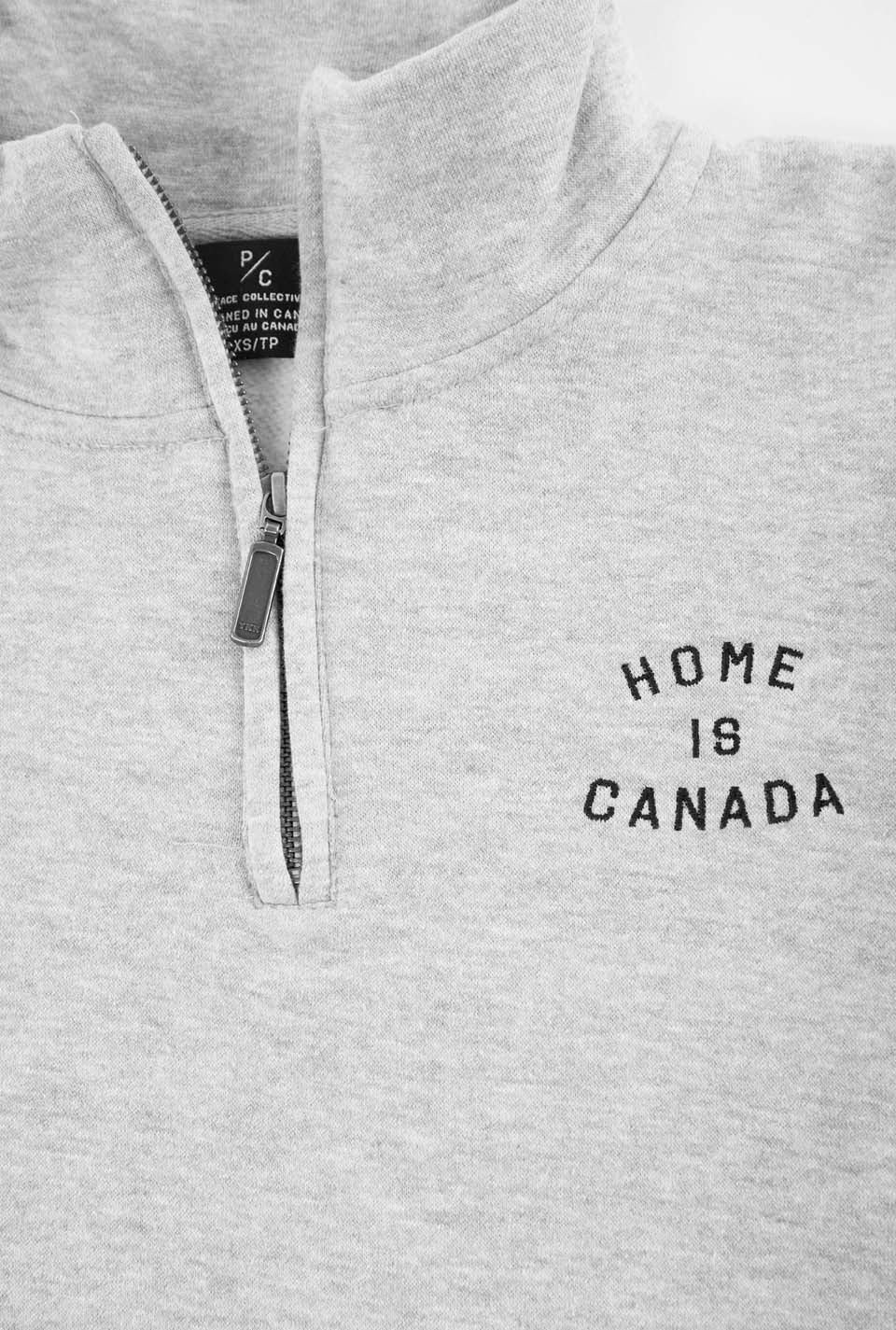 Home is Canada Pullover mit Viertelreißverschluss - Grau