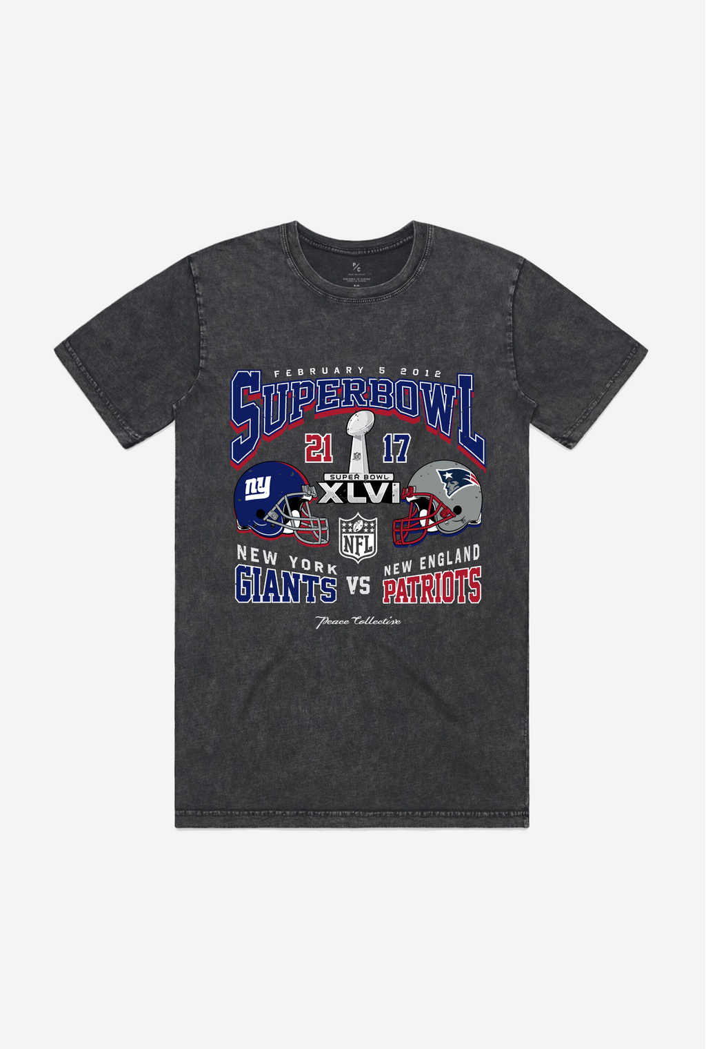 Vintage Super Bowl XLII NY Giants NE Patriots T Shirt Youth Medium 10/12