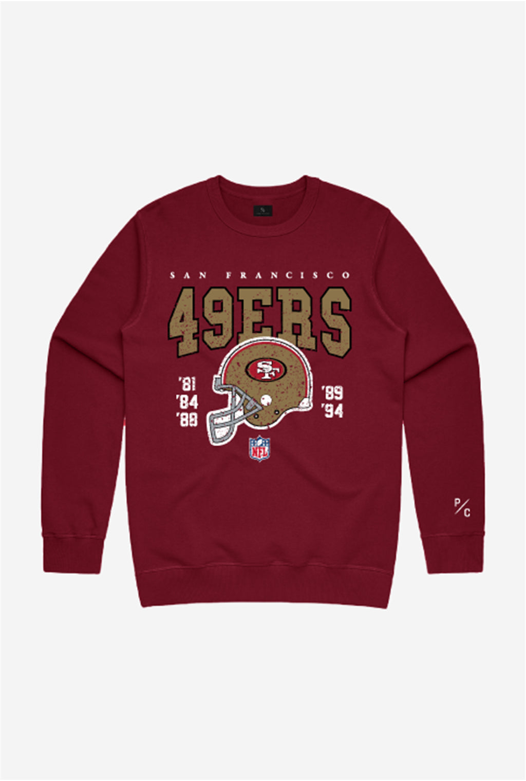 SAN FRANCISCO 49ERS RETRO CLASSIC FLC CREWNECK (BLACK/RED/BLACK)