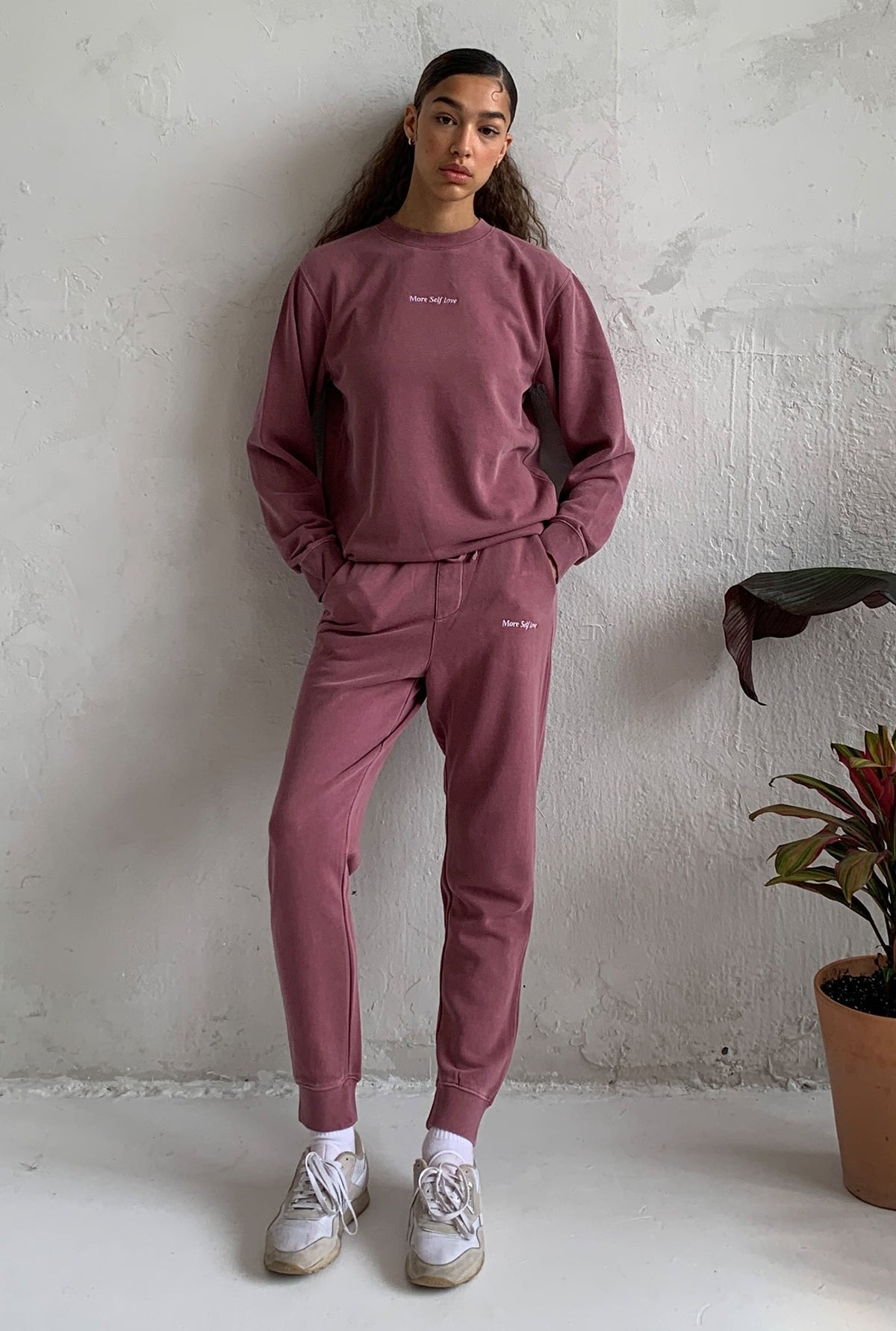 More Self Love Pigment Dye Jogger - Maroon