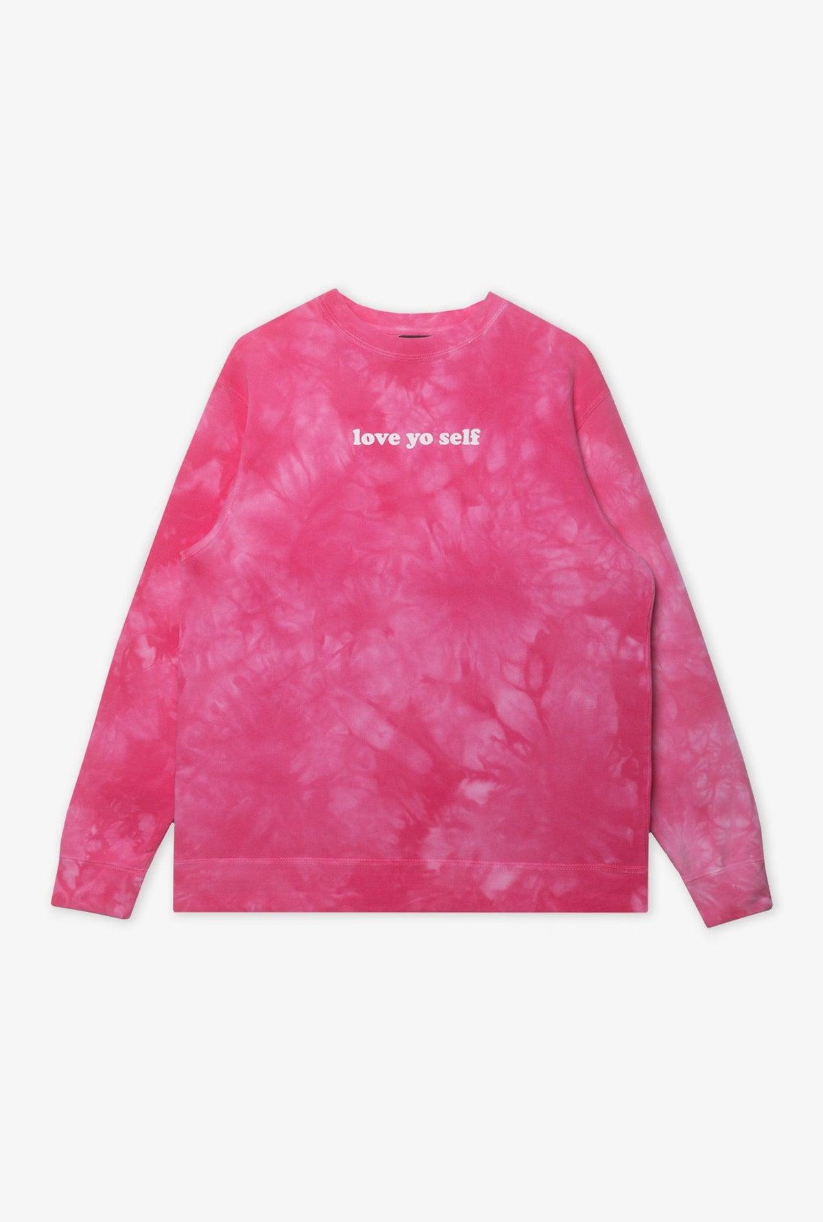 Love Yo Self Cotton Candy Tie Dye Crewneck - Tie Dye Pink